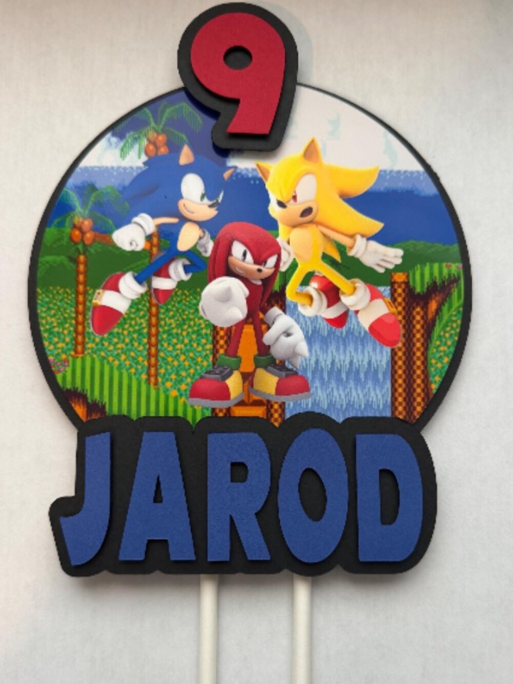Super Sonic, Sonic and Knuckles the Hedgehogs Customizable Cake Topper